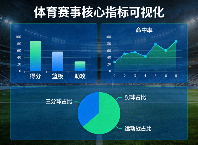 体育数据平台赛事指标可视化图表展示